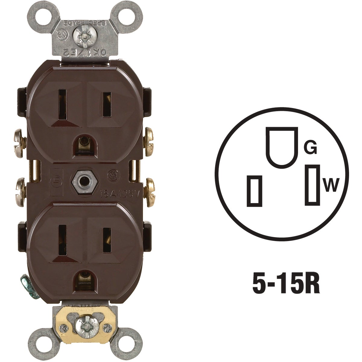 Leviton 15A Brown Commercial Grade 5-15R Duplex Outlet