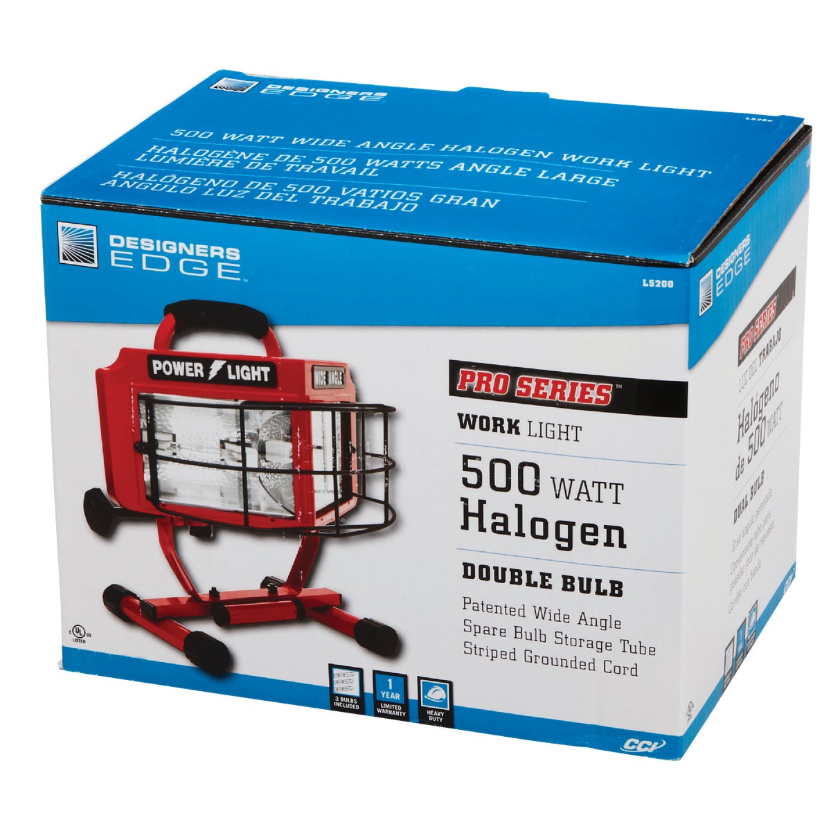 Designers Edge Power Light 8000 Lm. Halogen H-Stand Portable Work Light