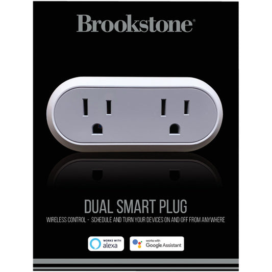 Brookstone 10A Dual Smart Plug, White & Gray