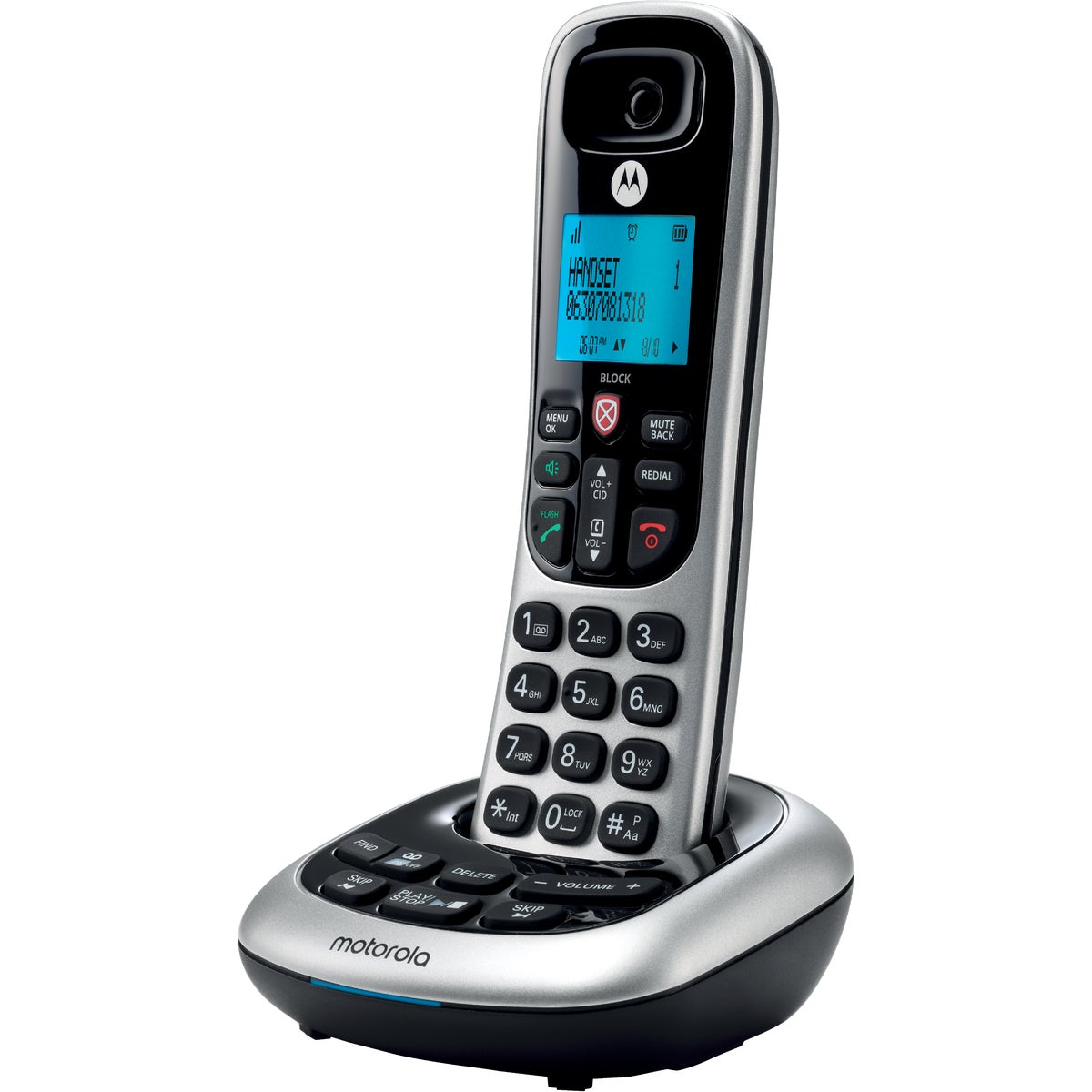 Motorola 1-Line 1-Handset Silver Cordless Phone with Answering System