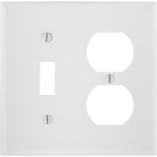 Leviton Oversized 2-Gang Thermoset Single Toggle/Duplex Outlet Wall Plate, White