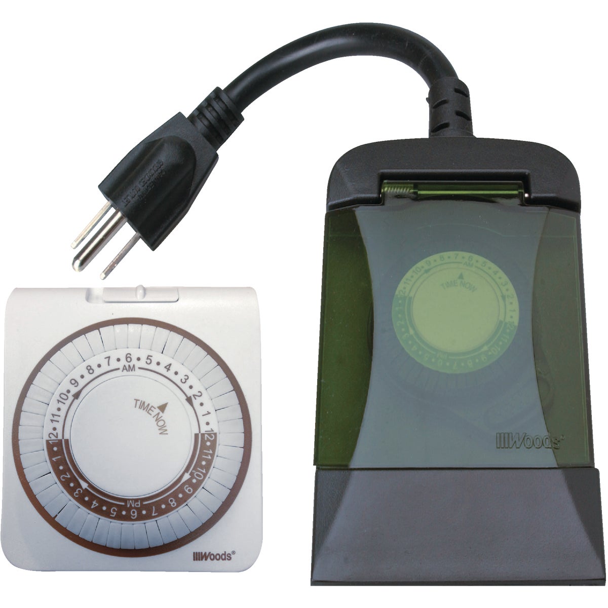 Woods 15A 125V Indoor & Outdoor Timer Set