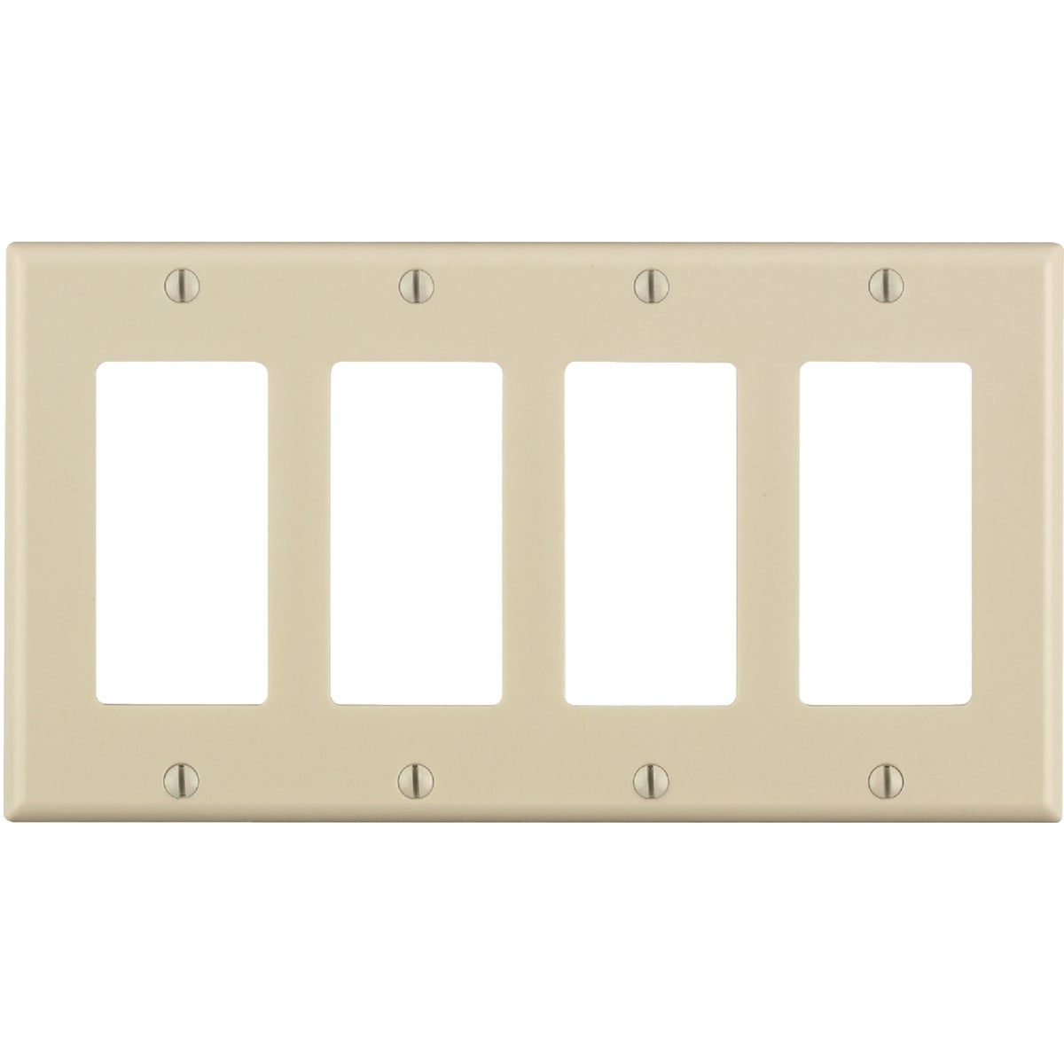 Leviton Decora 4-Gang Smooth Plastic Rocker Decorator Wall Plate, Light Almond