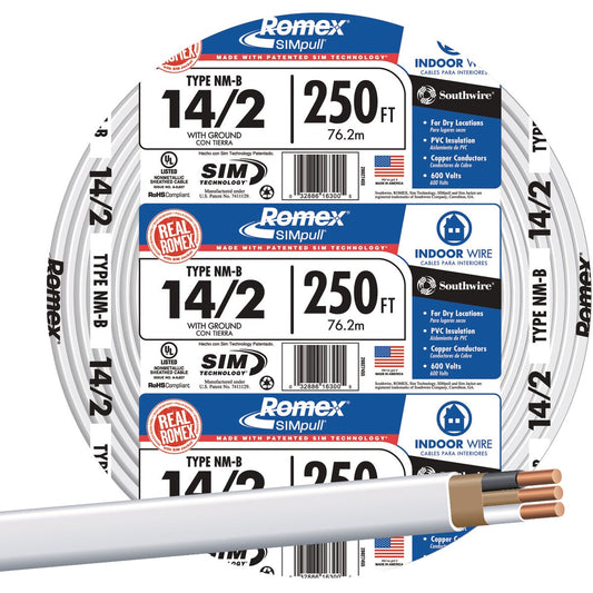 Romex 250 Ft. 14-2 Solid White NMW/G Electrical Wire