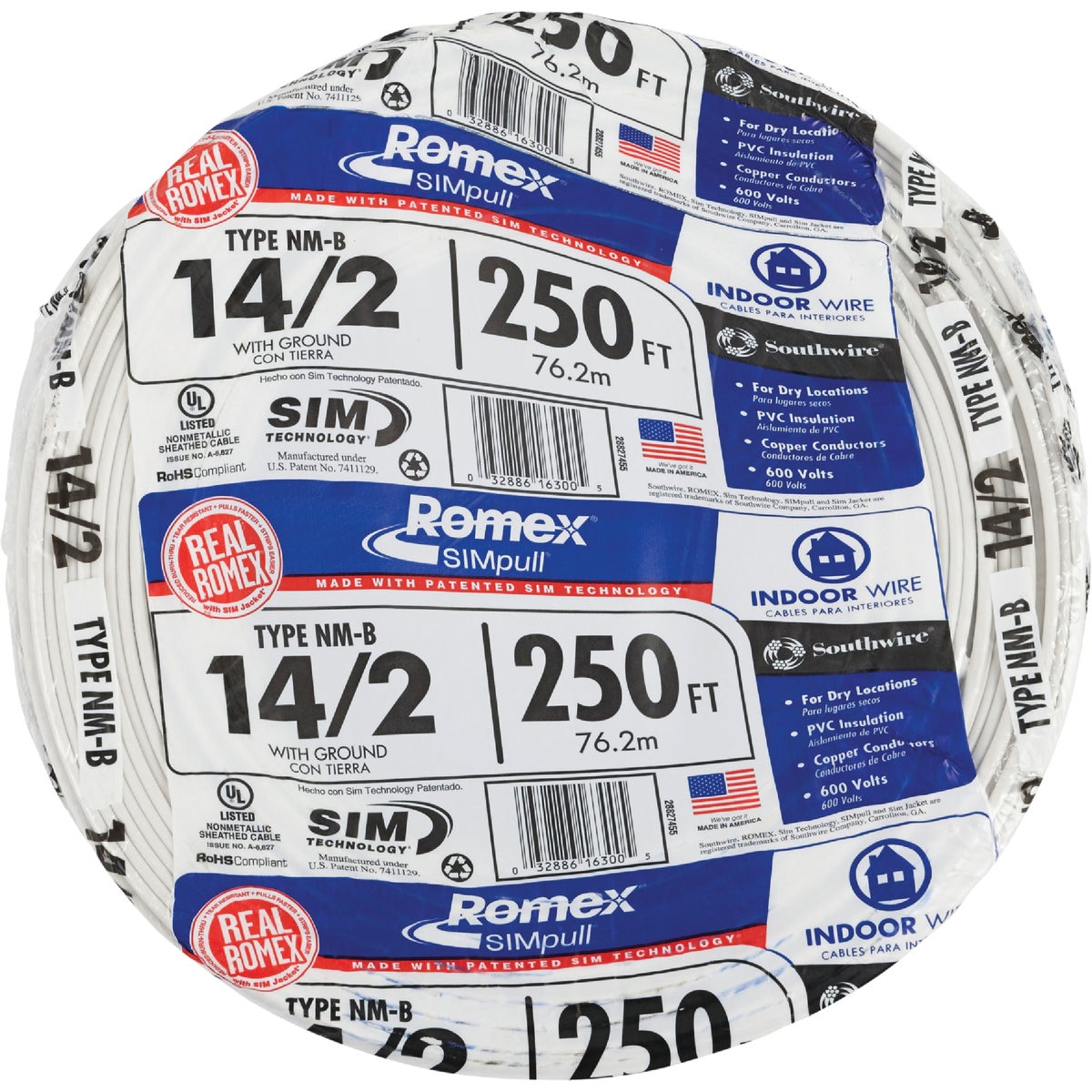 Romex 250 Ft. 14-2 Solid White NMW/G Electrical Wire