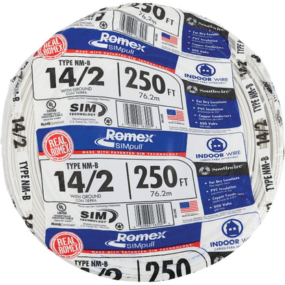 Romex 250 Ft. 14-2 Solid White NMW/G Electrical Wire