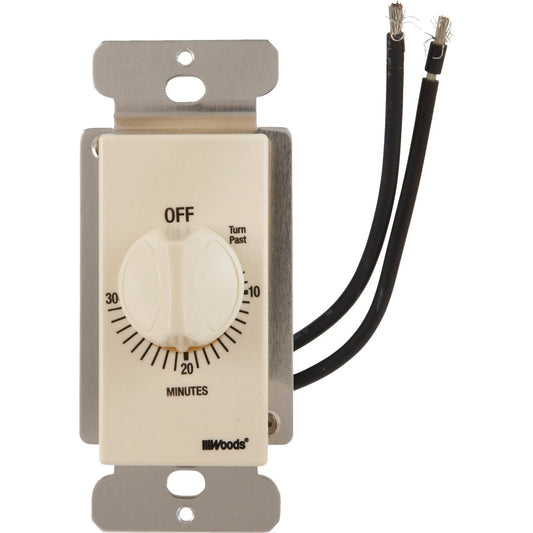 Woods 125V In-Wall 30-Minute Spring Wound Almond Timer