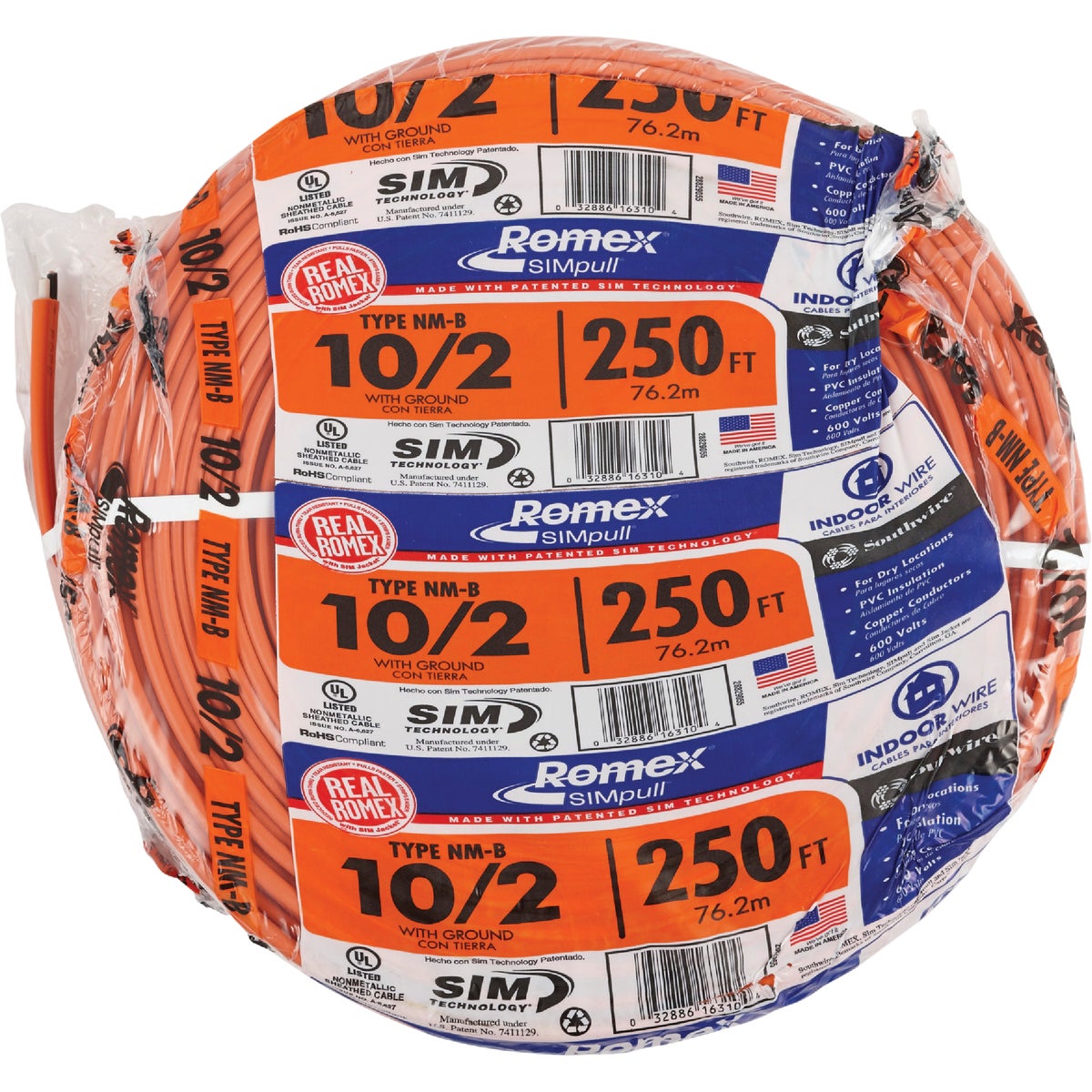 Romex 250 Ft. 10-2 Solid Orange NMW/G Electrical Wire