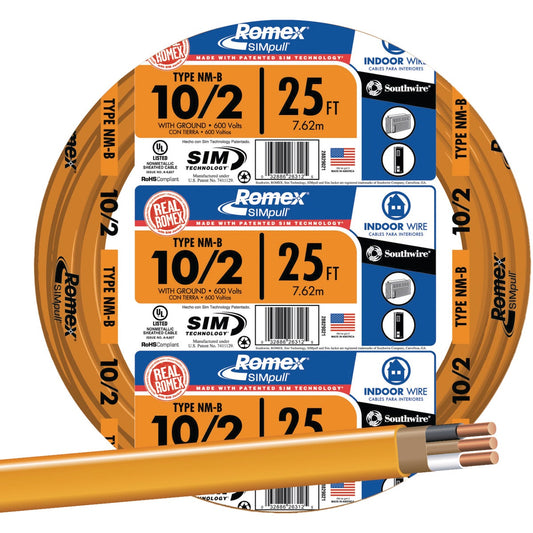 Romex 25 Ft. 10-2 Solid Orange NMW/G Electrical Wire