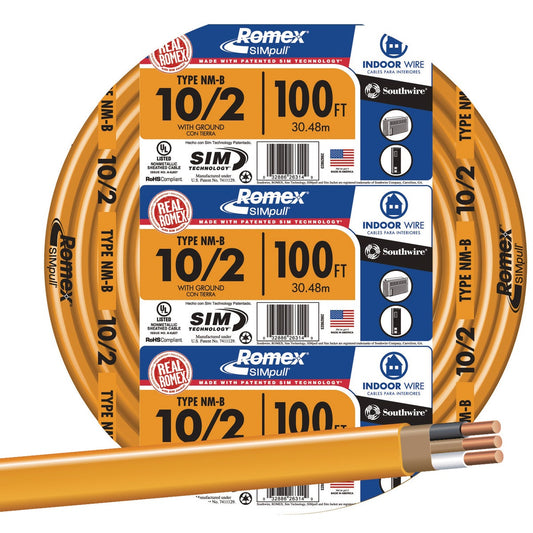 Romex 100 Ft. 10-2 Solid Orange NMW/G Electrical Wire