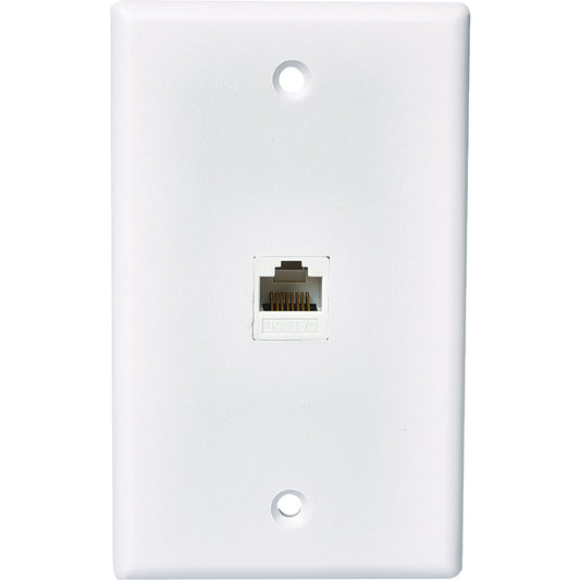 RCA White Flush Mount Plastic CAT 5E/6 Data & Phone Wall Jack