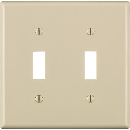 Leviton 2-Gang Thermoplastic Nylon Toggle Switch Wall Plate, Light Almond