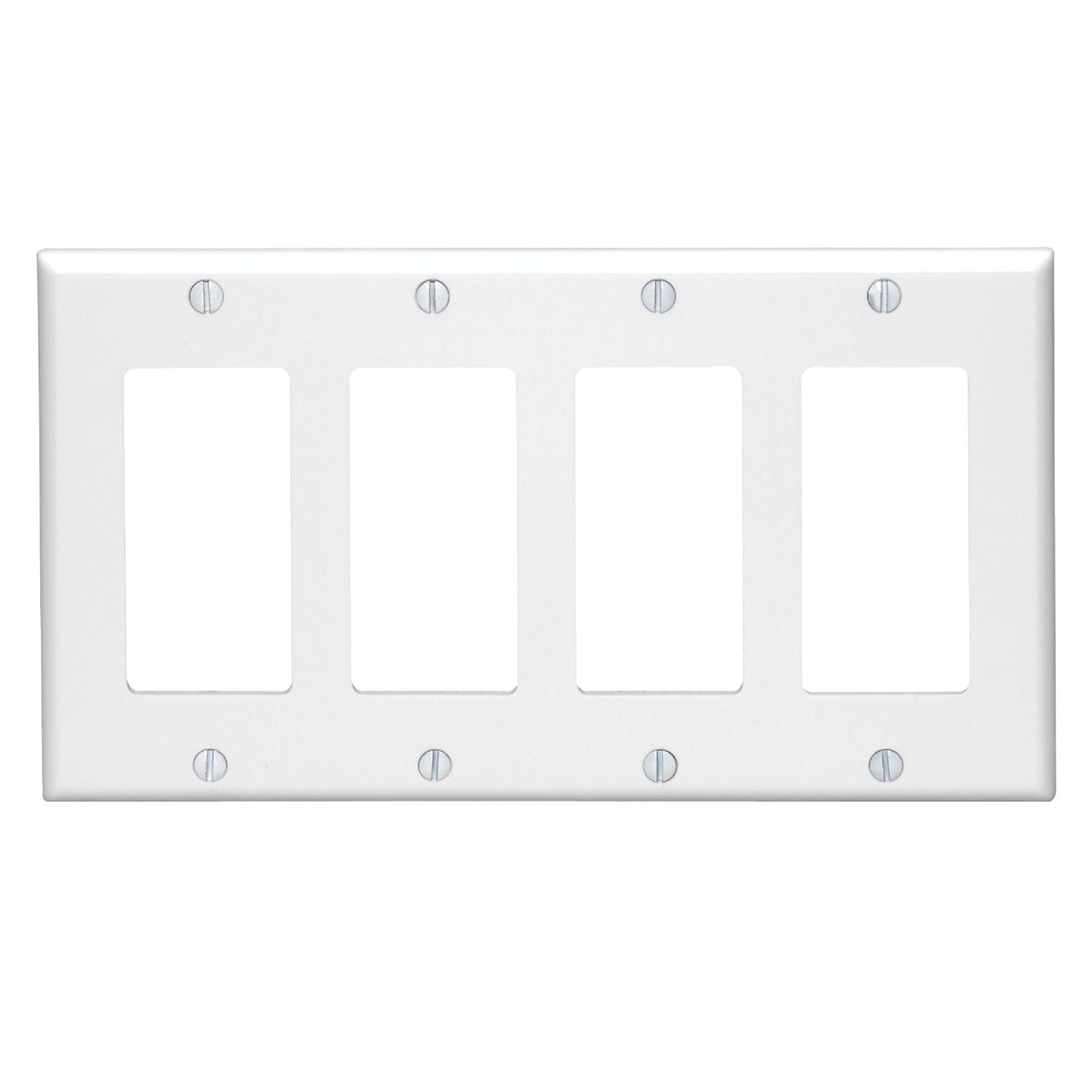 Leviton Decora 4-Gang Smooth Plastic Rocker Decorator Wall Plate, White