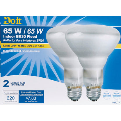 Do it 65W Frosted BR30 Reflector Incandescent Floodlight Light Bulb (2-Pack)