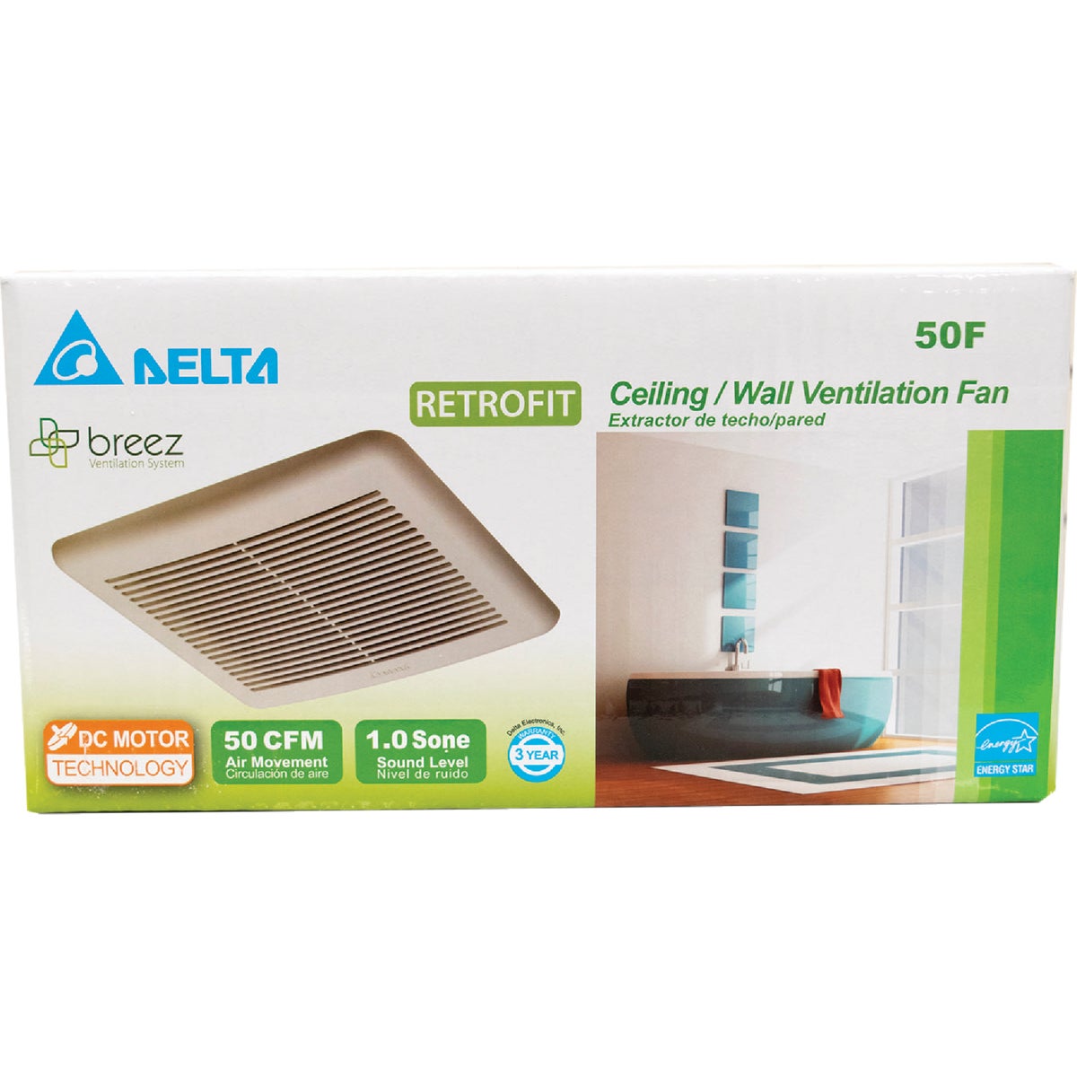 Delta BreezSlim 50 CFM 1.0-Sone 120V Bath Exhaust Fan