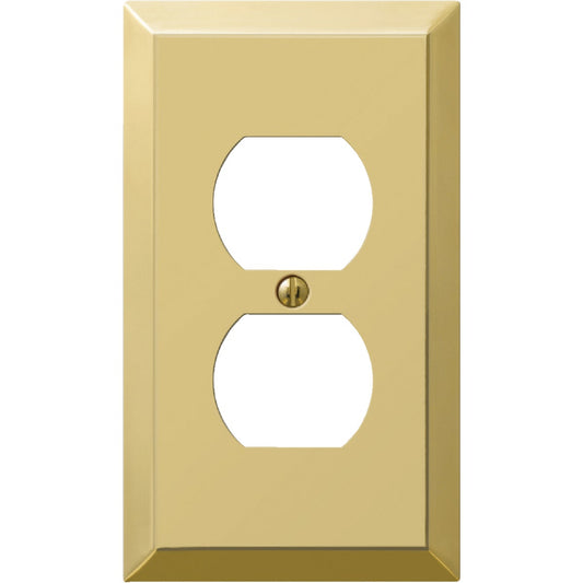 Amerelle 1-Gang Stamped Steel Outlet Wall Plate, Polished Brass