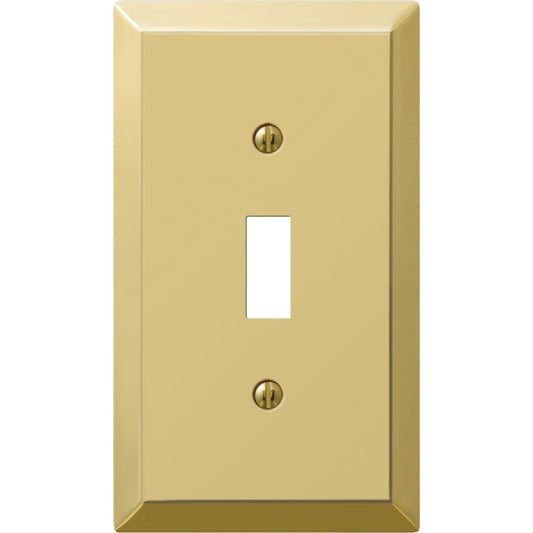 Amerelle 1-Gang Stamped Steel Toggle Switch Wall Plate, Polished Brass