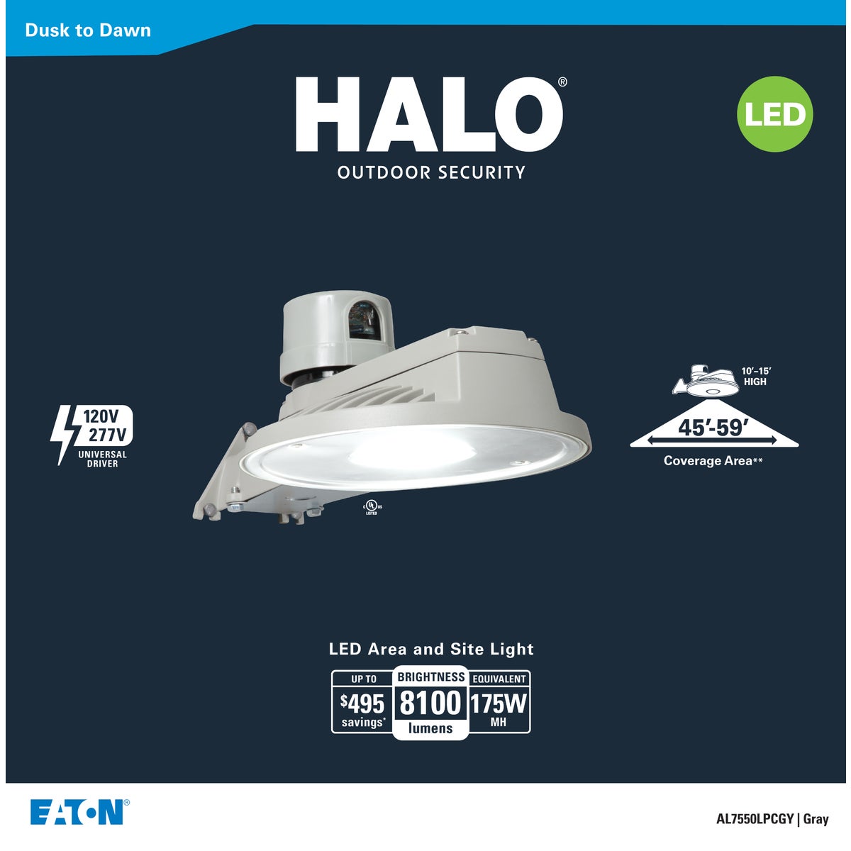 Halo Gray Dusk To Dawn 8100-Lumen LED Outdoor Area Light Fixture