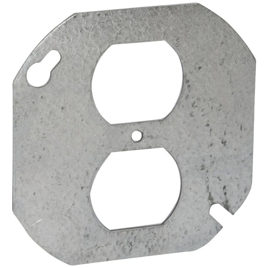 Raco 4 In. Duplex Receptacle Gray Round Box Cover