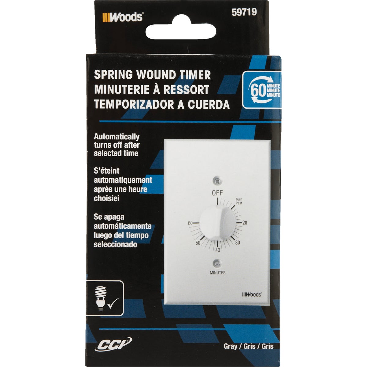 Woods 125V Gray Spring Wound Timer