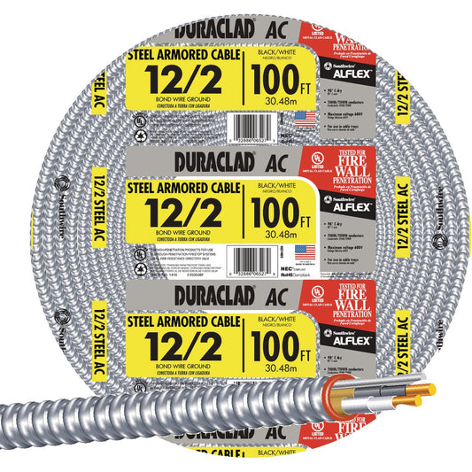 Southwire 100 Ft. 12/2 AC Armored Cable Electrical Wire