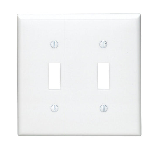 Leviton 2-Gang Thermoplastic Nylon Toggle Switch Wall Plate, White