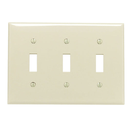 Leviton 3-Gang Thermoplastic Nylon Toggle Switch Wall Plate, Ivory