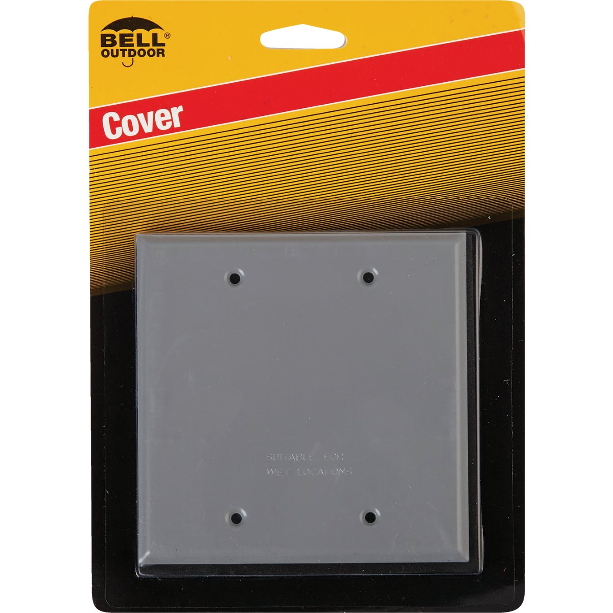 Bell 2-Gang Square Aluminum Gray Blank Weatherproof Outdoor Box Cover, Carded