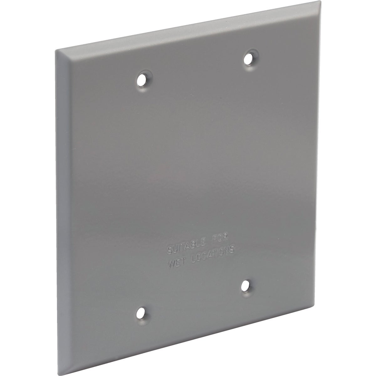 Bell 2-Gang Square Aluminum Gray Blank Weatherproof Outdoor Box Cover, Carded