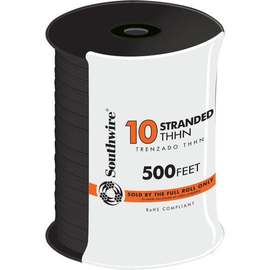 Southwire 500 Ft. 10 AWG Stranded Black THHN Electrical Wire