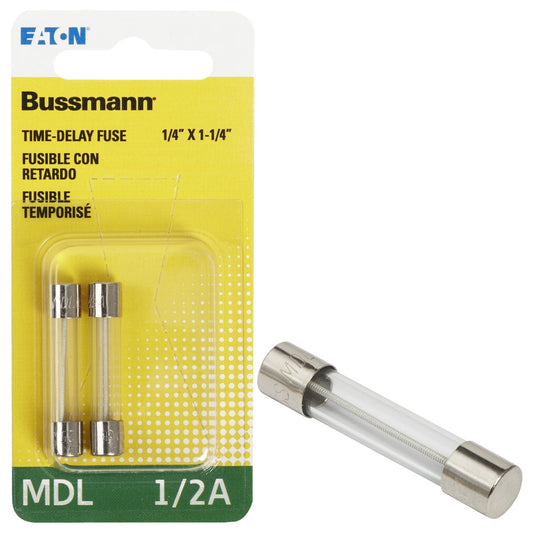 Bussmann 1/2A MDL Glass Tube Electronic Fuse (2-Pack)