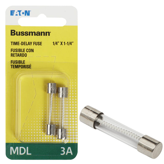 Bussmann 3A MDL Glass Tube Electronic Fuse (2-Pack)