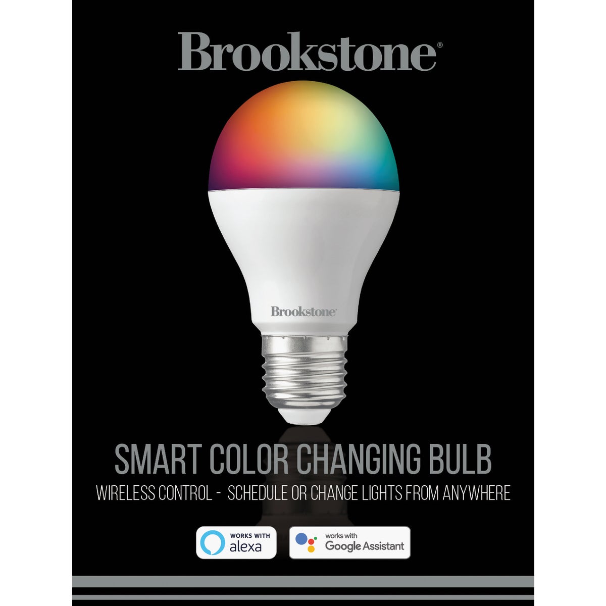 Brookstone 60W Equivalent Color Changing A19 Medium Dimmable LED Smart Light Bulb