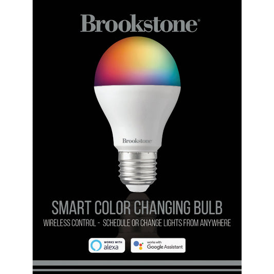 Brookstone 60W Equivalent Color Changing A19 Medium Dimmable LED Smart Light Bulb