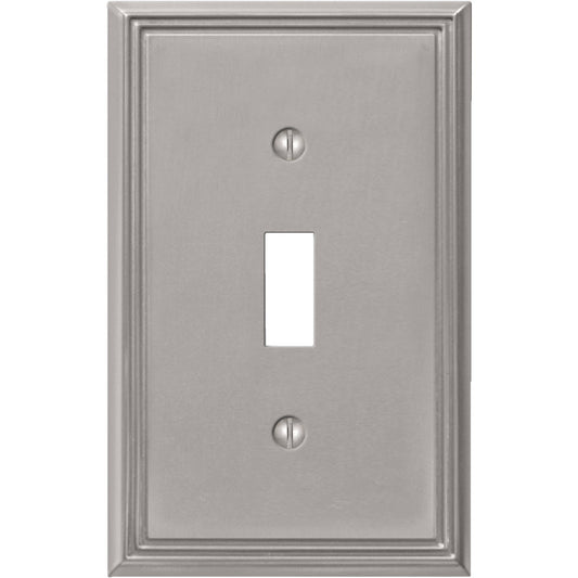 Amerelle Metro Line 1-Gang Cast Metal Toggle Switch Wall Plate, Brushed Nickel