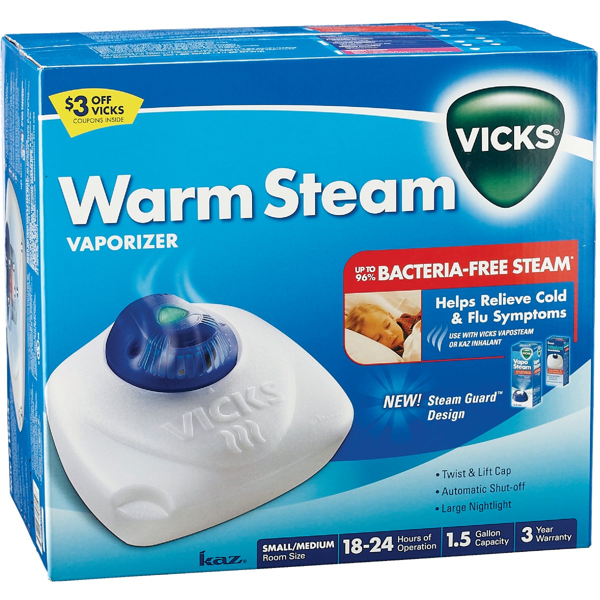 Vicks 1.5 Gal. Capacity Small Size Room Warm Steam Vaporizer