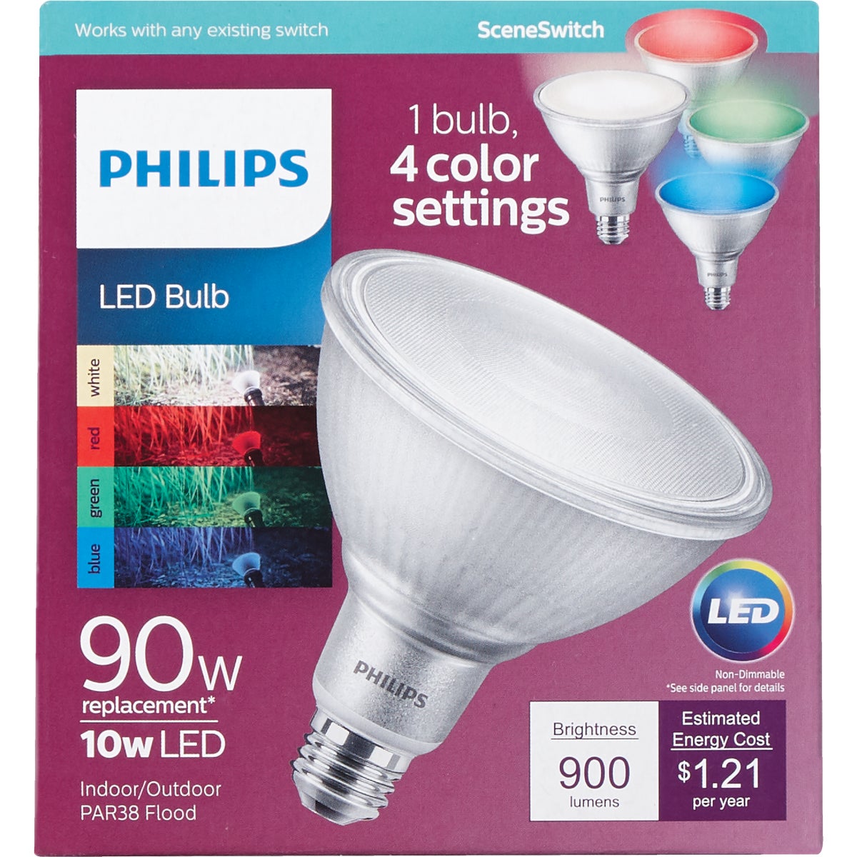 Philips SceneSwitch Indoor/Outdoor 90W Equivalent Bright White PAR38 Medium LED Floodlight Light Bulb