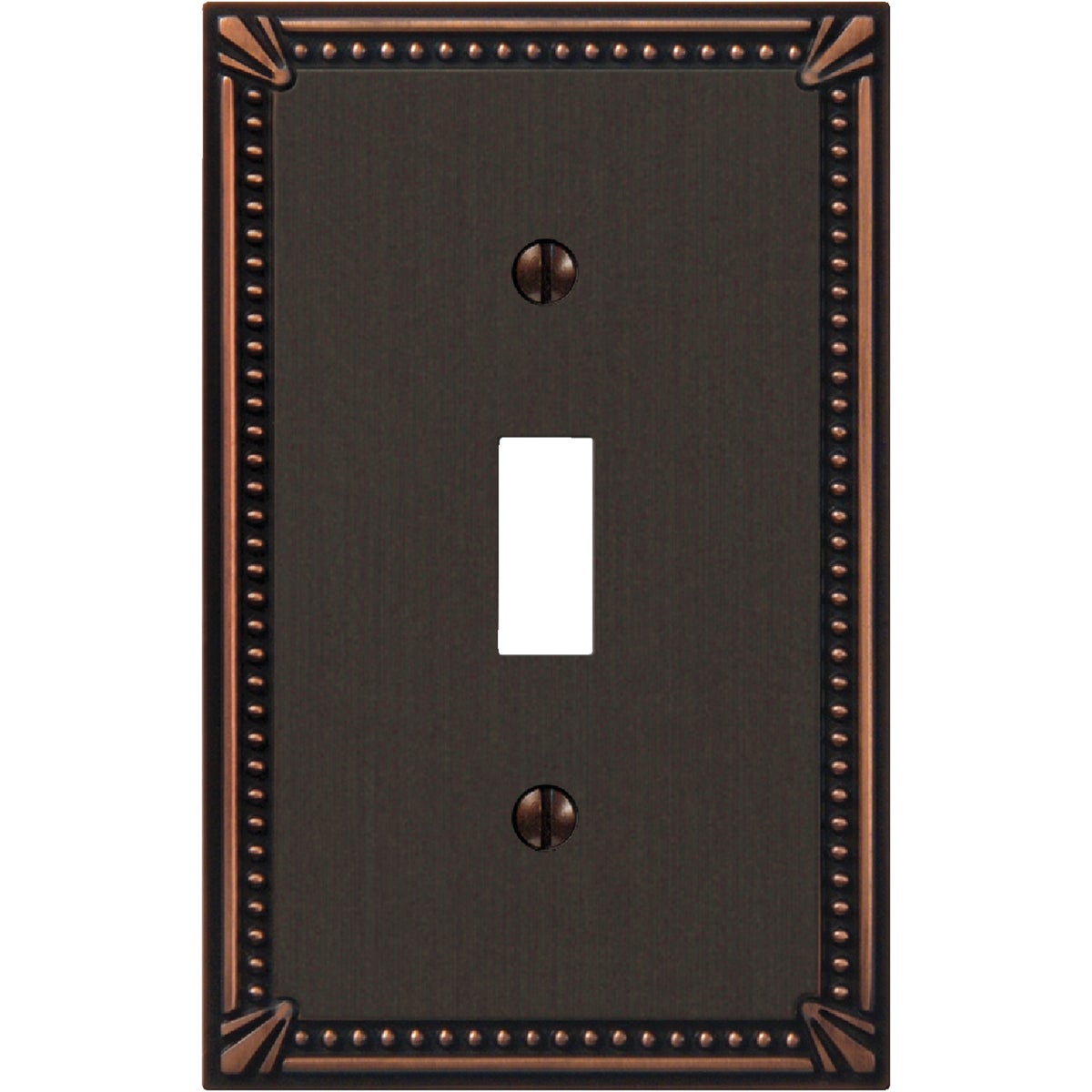 Amerelle Imperial Bead 1-GangCast Metal Toggle Switch Wall Plate, Aged Bronze