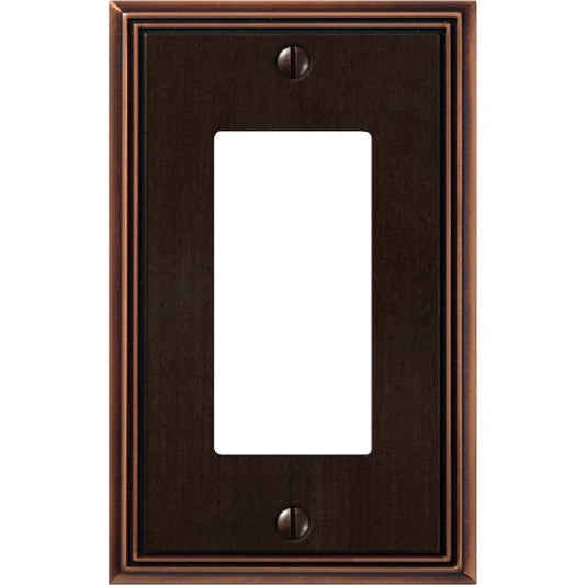 Amerelle Metro Line 1-Gang Cast Metal Rocker Decorator Wall Plate, Aged Bronze