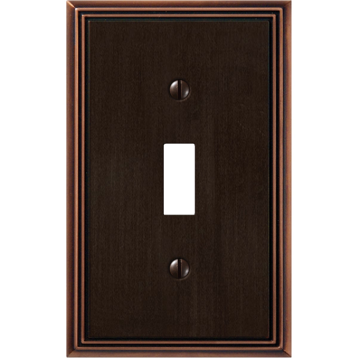 Amerelle Metro Line 1-Gang Cast Metal Toggle Switch Wall Plate, Aged Bronze