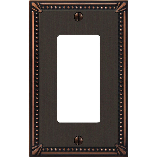 Amerelle Imperial 1-Gang Bead Cast Metal Rocker Decorator Wall Plate, Aged Bronze