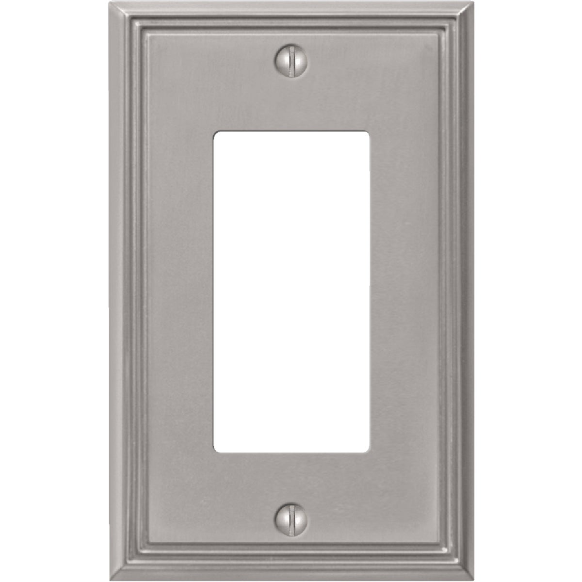 Amerelle Metro Line 1-Gang Cast Metal Rocker Decorator Wall Plate, Brushed Nickel