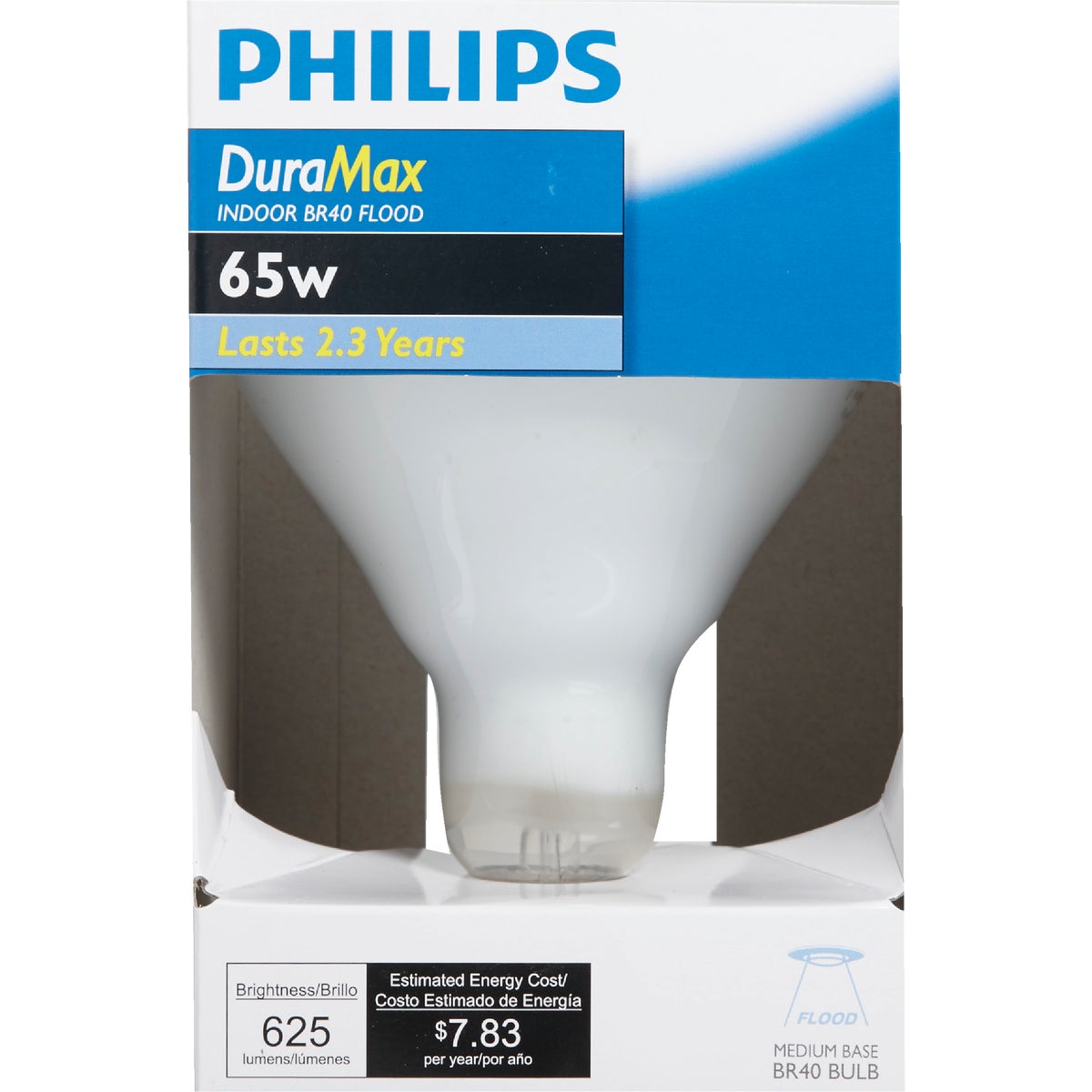 Philips DuraMax 65W Frosted Medium Base BR40 Incandescent Floodlight Light Bulb