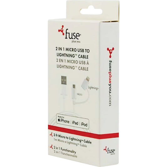 Fuse 3 Ft. White 2-In-1 USB Charging & Sync Cable