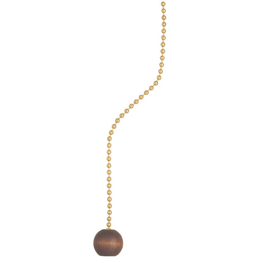 Westinghouse 36 In. Polished Brass Pull Chain with Walnut Ball Ornament