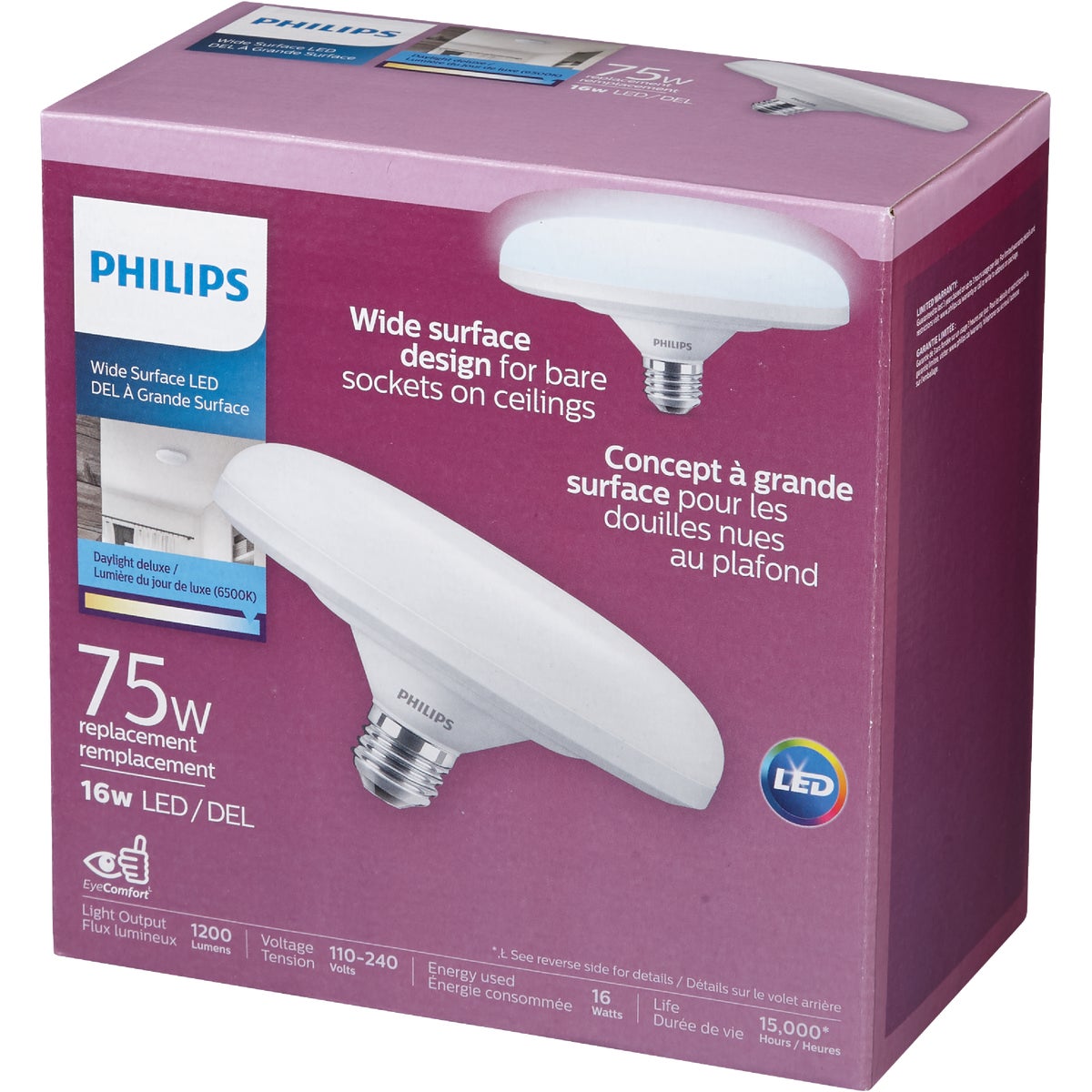 Philips 75W Equivalent Daylight Wide Surface Medium LED Floodlight Light Bulb