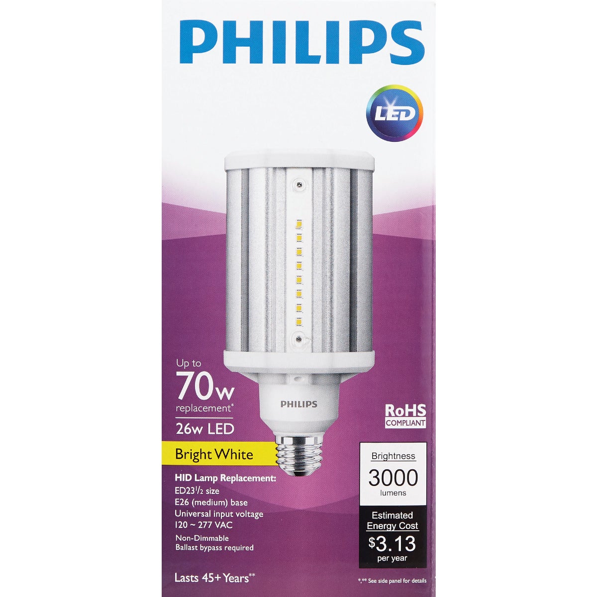 Philips TrueForce 26W Clear Corn Cob Medium Base LED High-Intensity Light Bulb