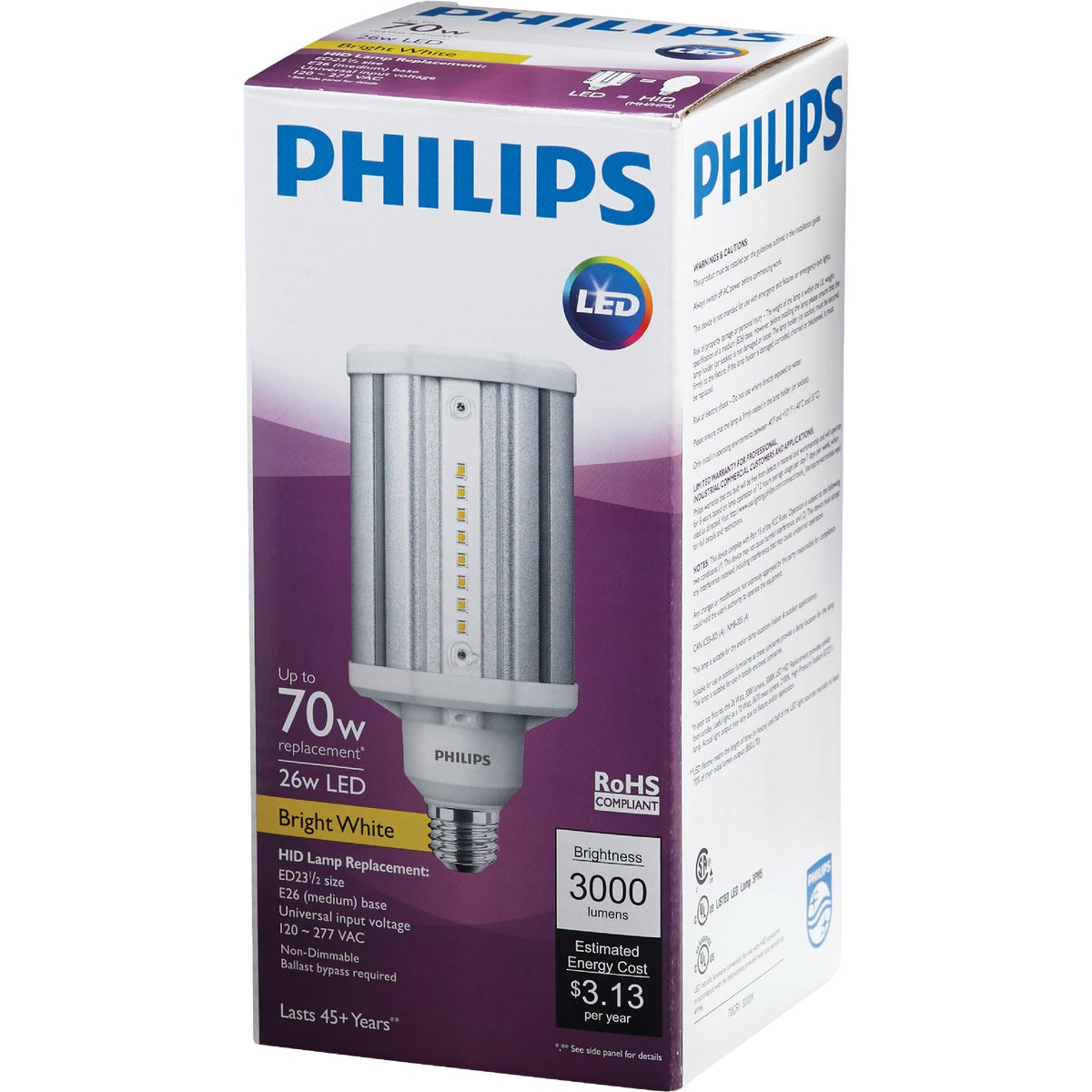 Philips TrueForce 26W Clear Corn Cob Medium Base LED High-Intensity Light Bulb