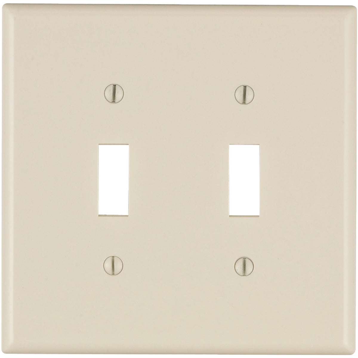 Leviton 2-Gang Smooth Plastic Mid-Way Toggle Switch Wall Plate, Light Almond