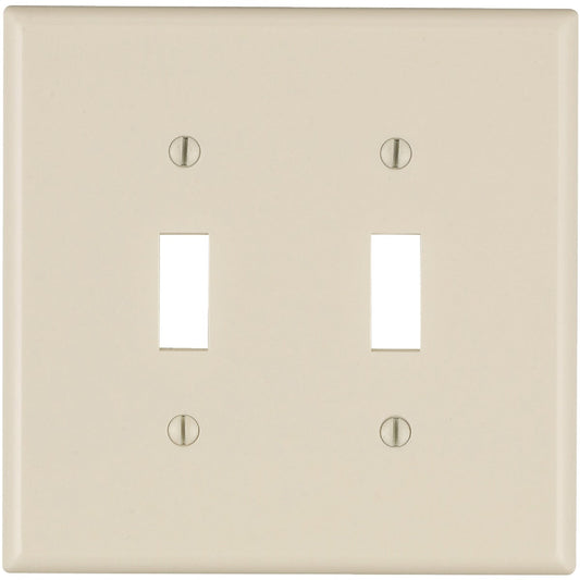 Leviton 2-Gang Smooth Plastic Mid-Way Toggle Switch Wall Plate, Light Almond